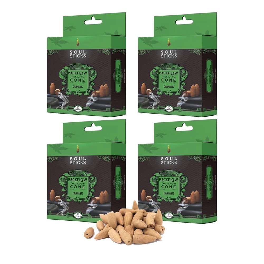 Soul Sticks Cannabis Backflow Incense Cones 10 Count Box Natural Home‎ Fragrance